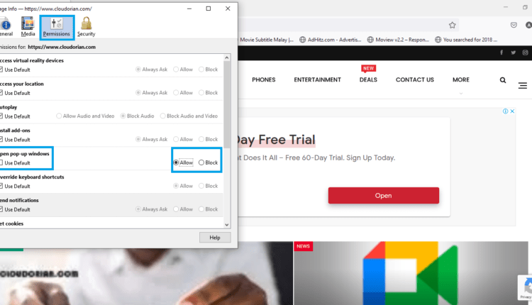 Popup Blocker Firefox Settings