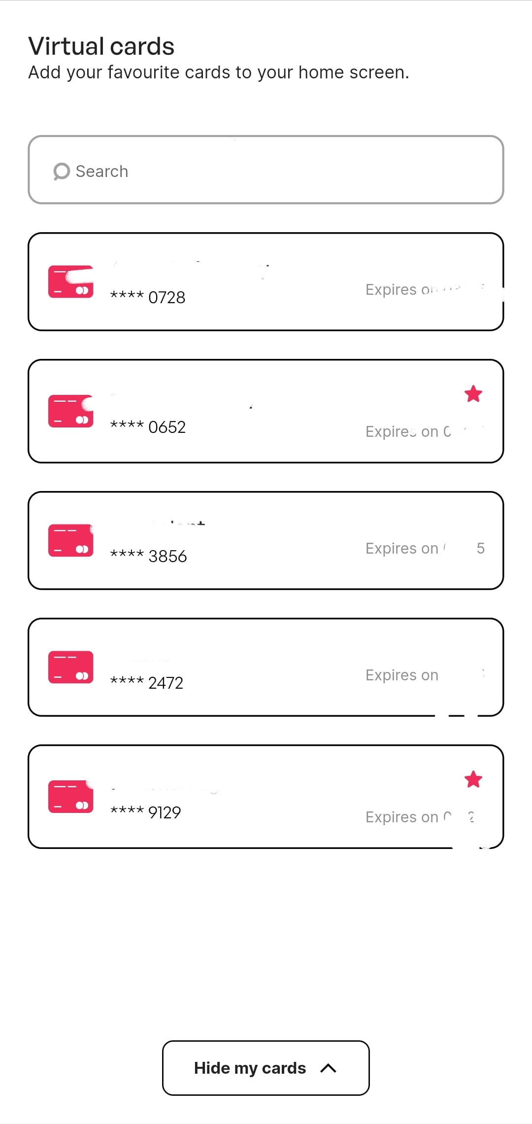 View my cards on Klasha