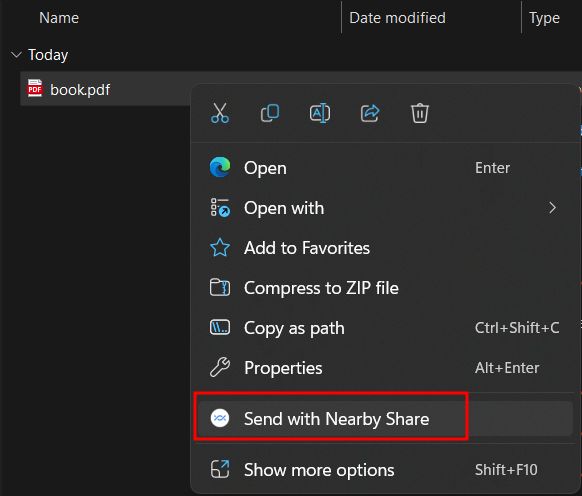 Send with Nearby Share from PC