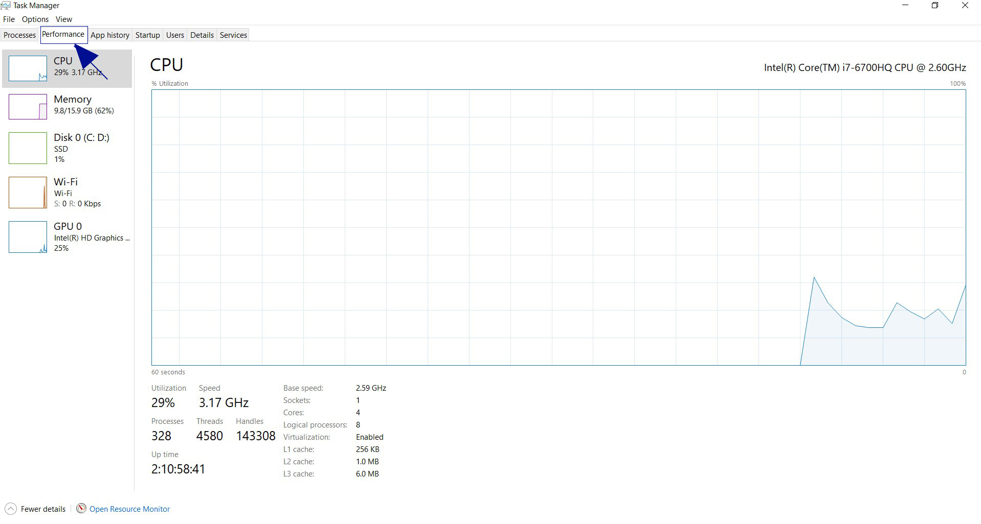 How to Check Your Computer Uptime on Windows 11 and 10 Task manager Performance Tab Windows 10