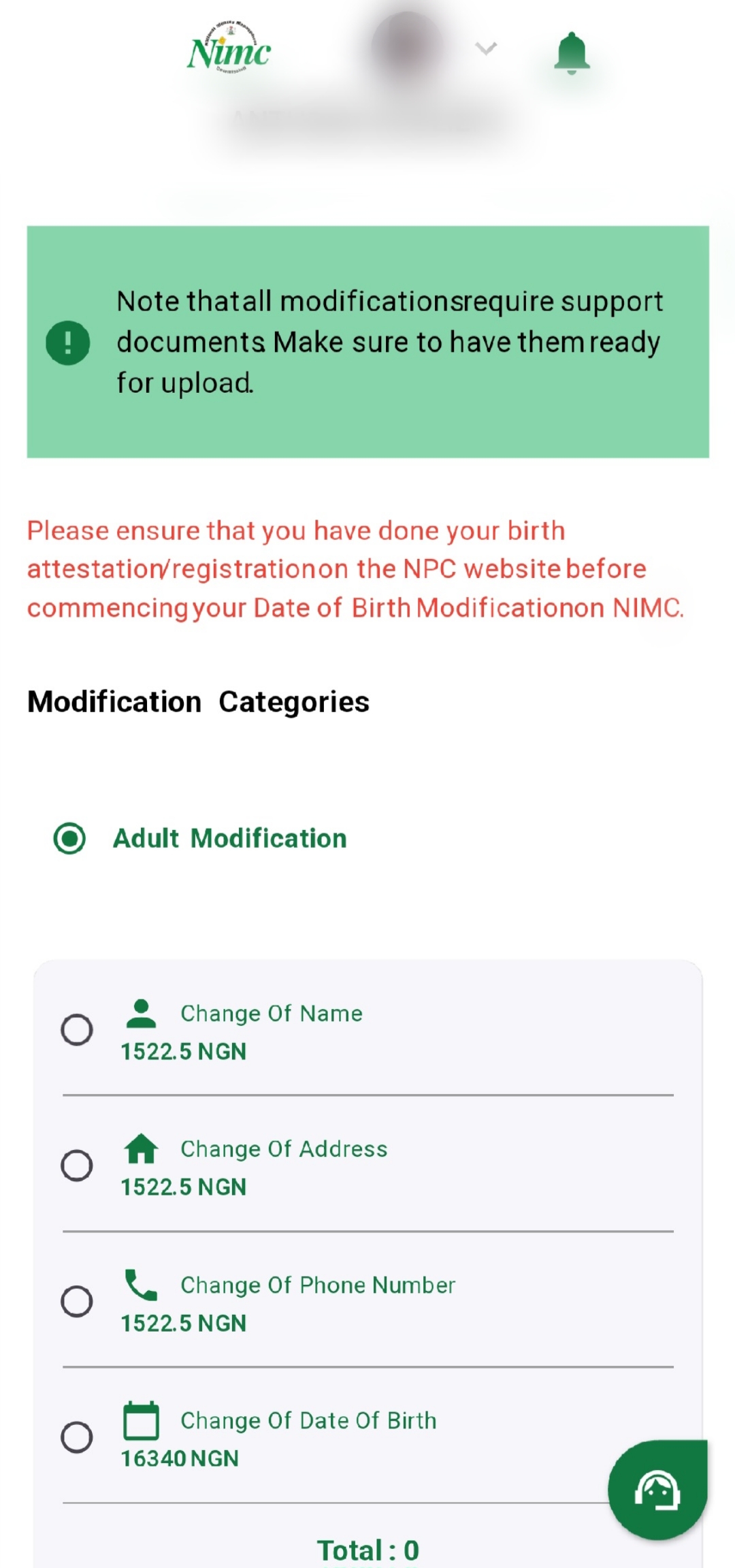NIMC Modification Portal