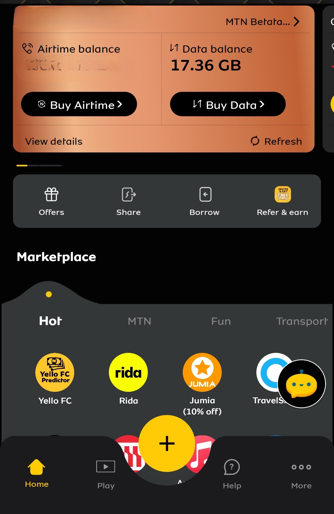 MYMTN app home / 15GB for N2000 MTN Nigeria