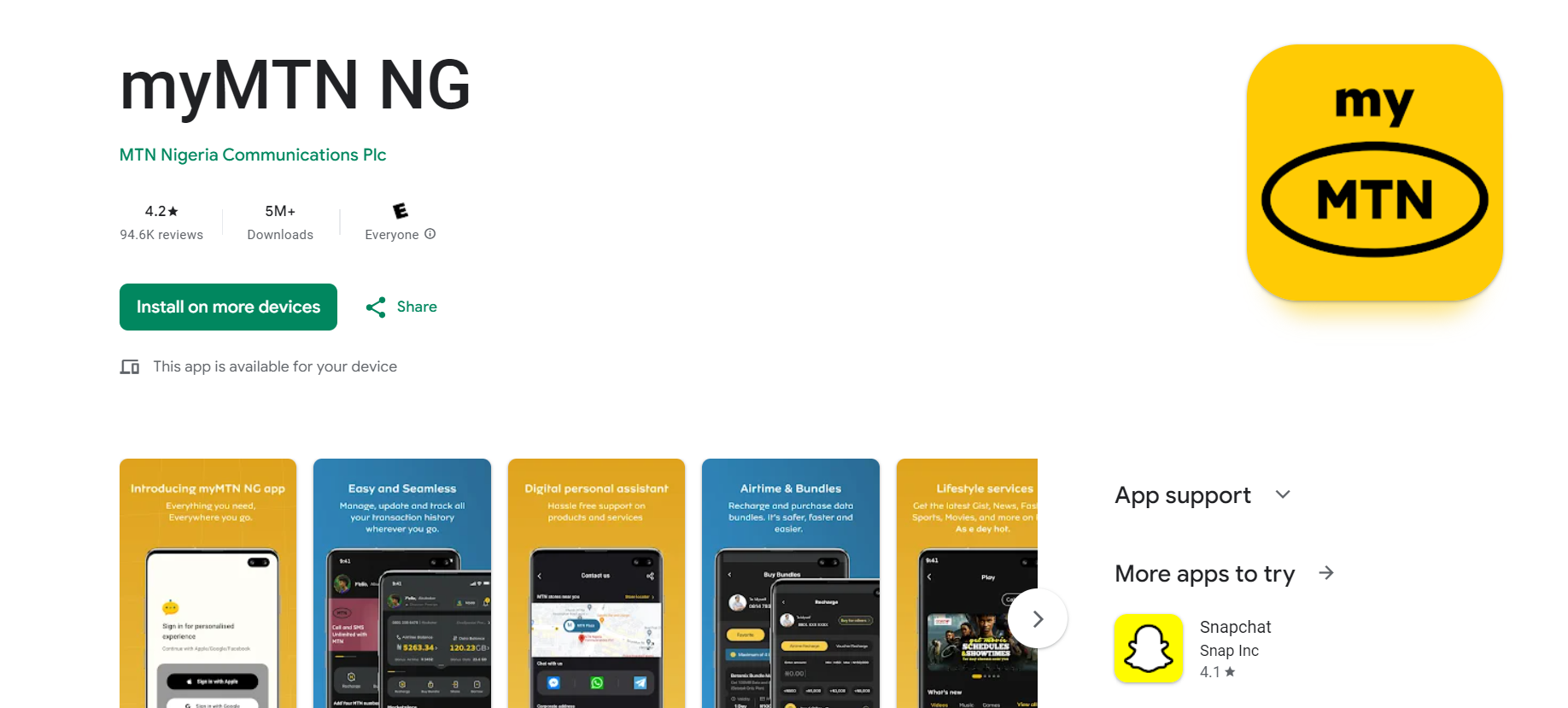 myMTN NG App Playstore