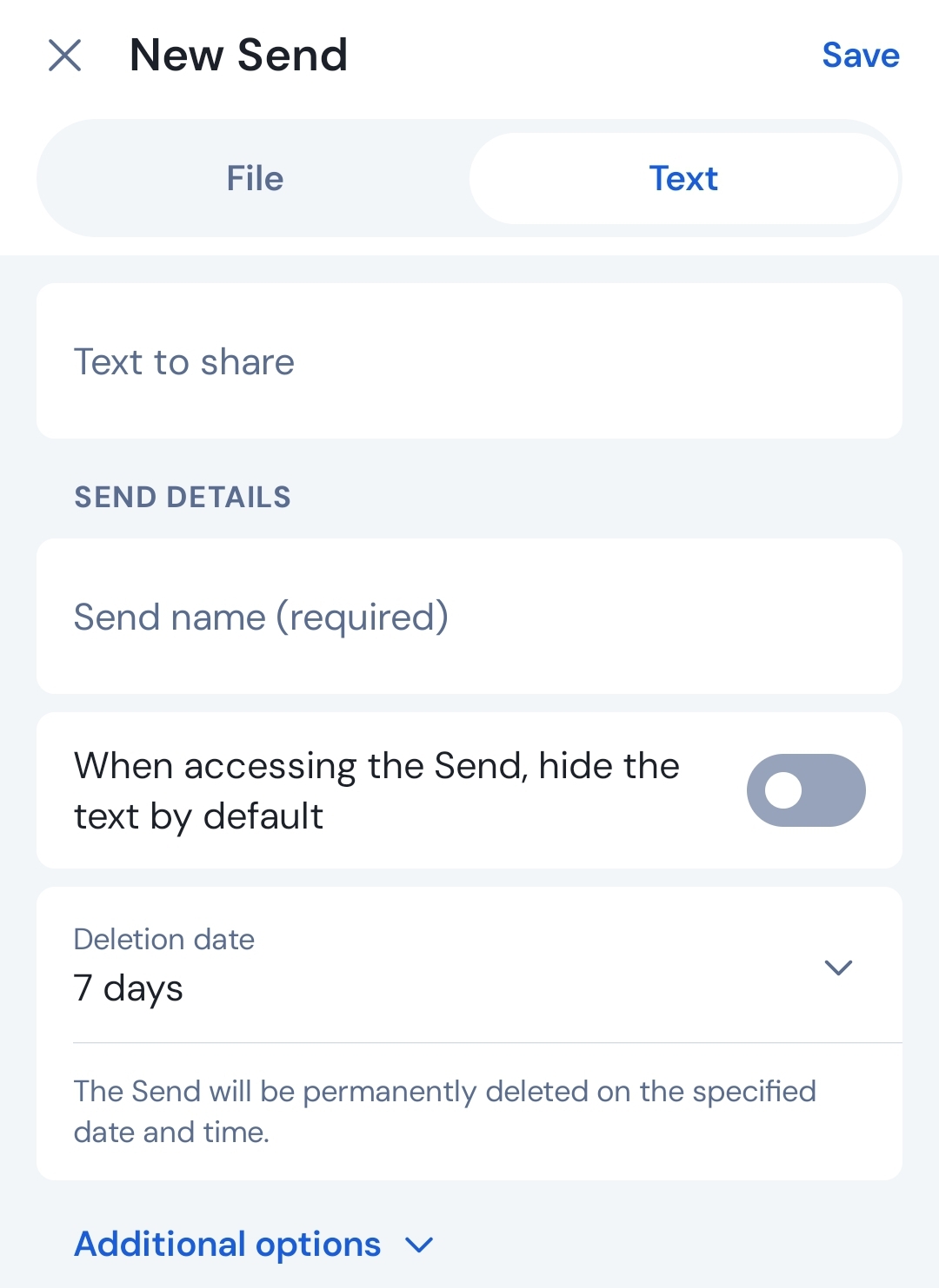 Bitwarden Send/Share Feature