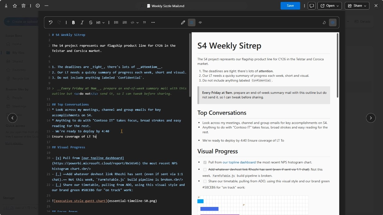 Edit Markdown Markdown support in SharePoint and OneDrive