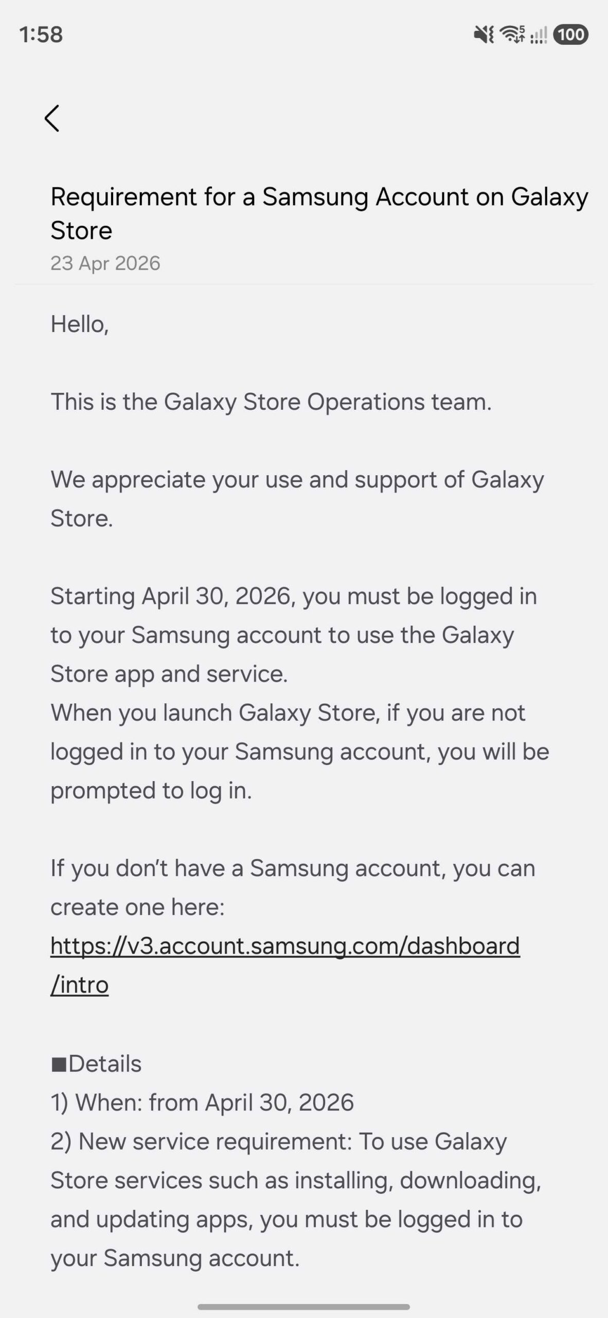Galaxy Store Samsung Account Sign-In Is Now Required Starting April 30 1 Samsung Galaxy Store Notice Samsung Account Sign In Required 01