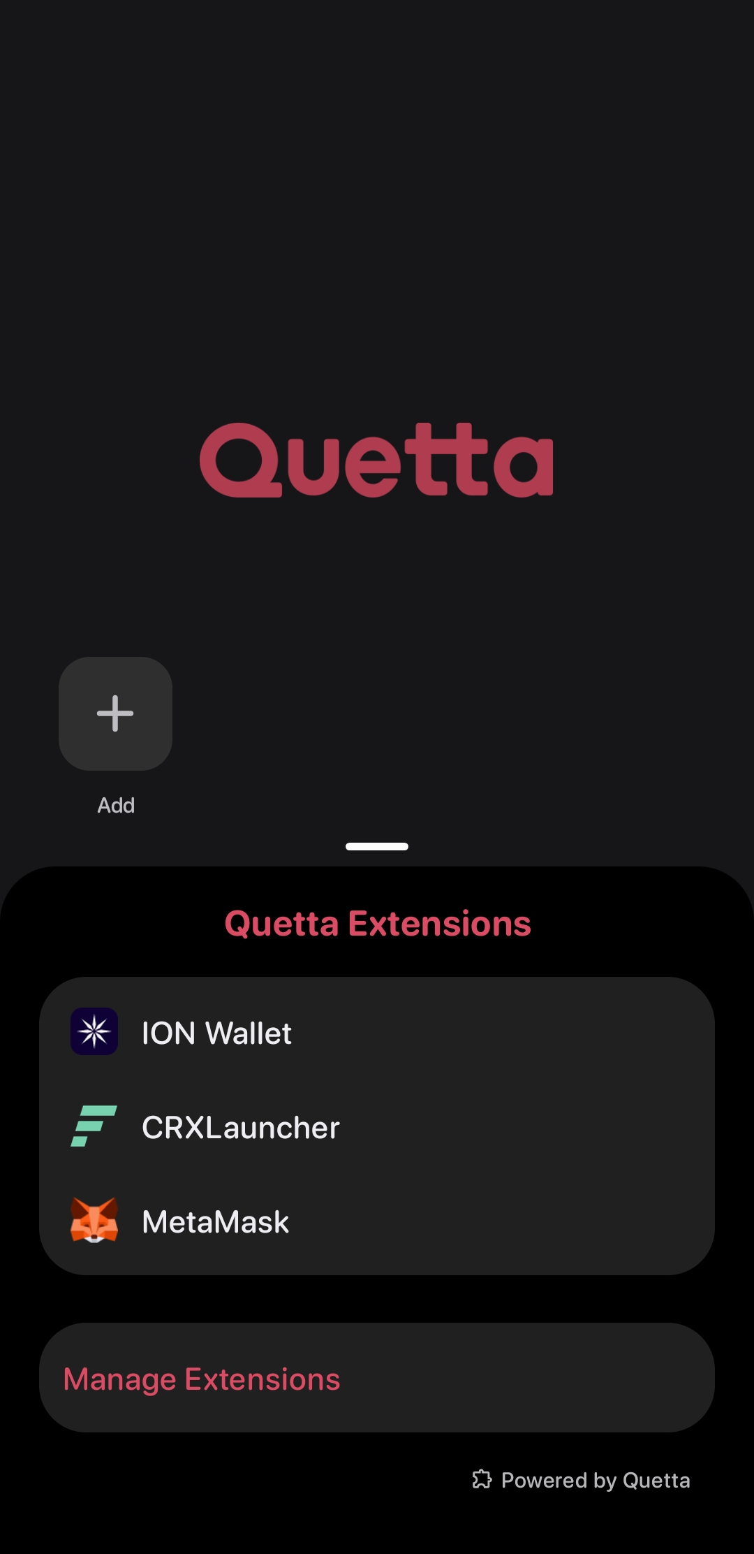 Quetta Browser | Chrome extensions on Android