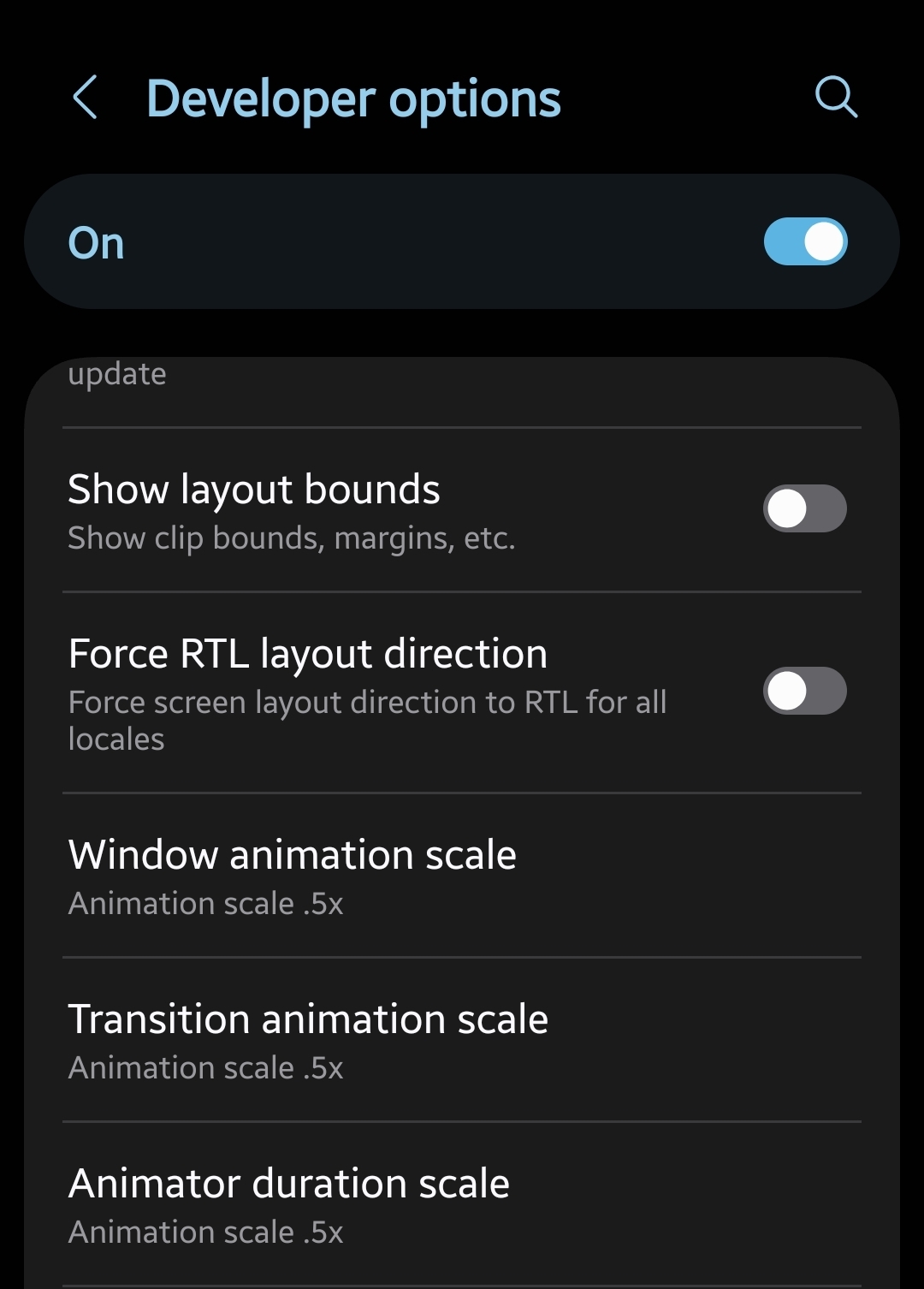 Android Developer Options