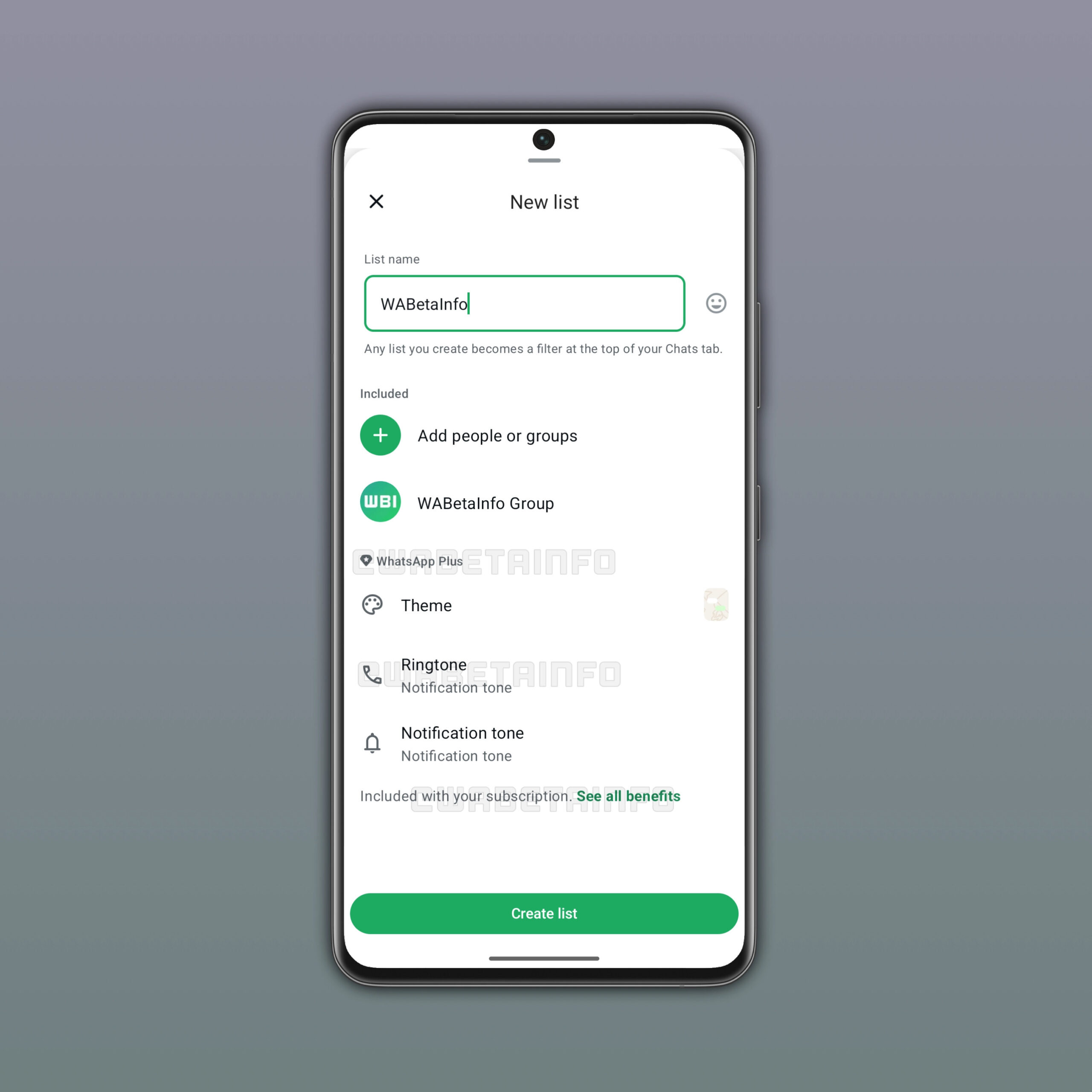 WhatsApp Plus lists WhatsApp Plus lists