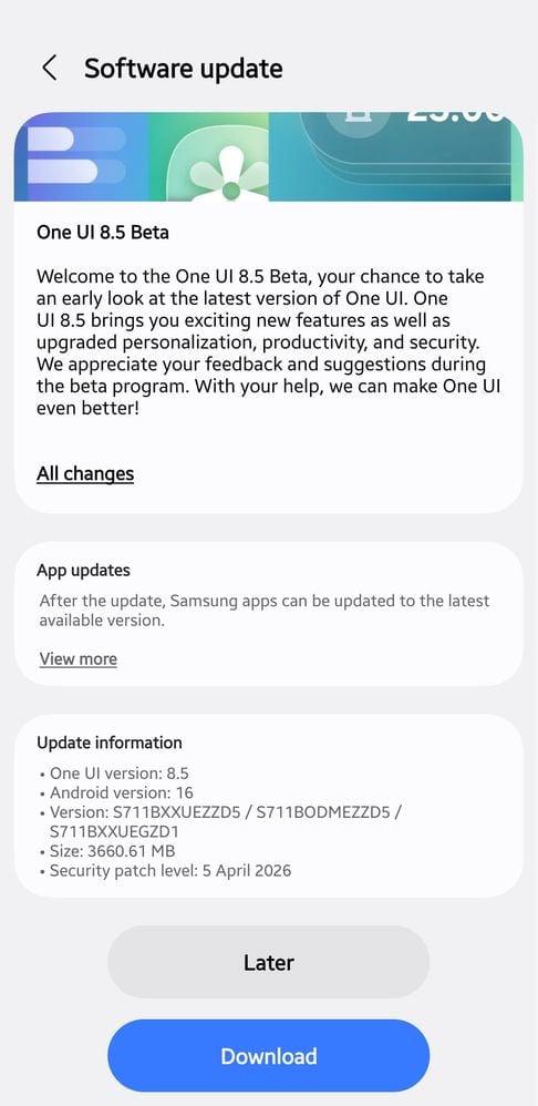 One UI 8.5 beta Galaxy S23 FE One UI 8.5 beta Galaxy S23 FE