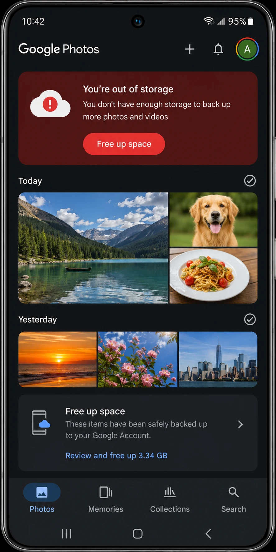 Google Photos free up space tool
