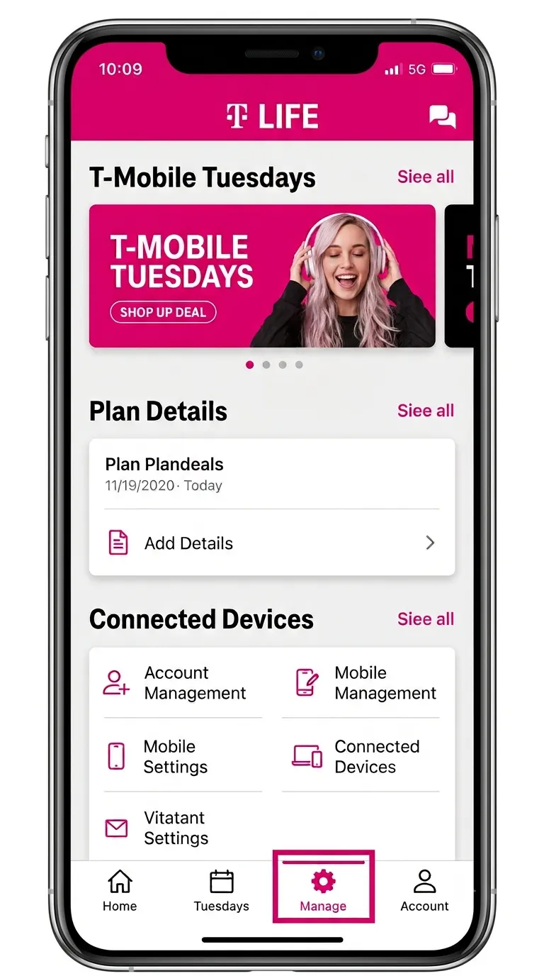 How to opt out of T Mobile targeted ads starting from the T Life Manage tab