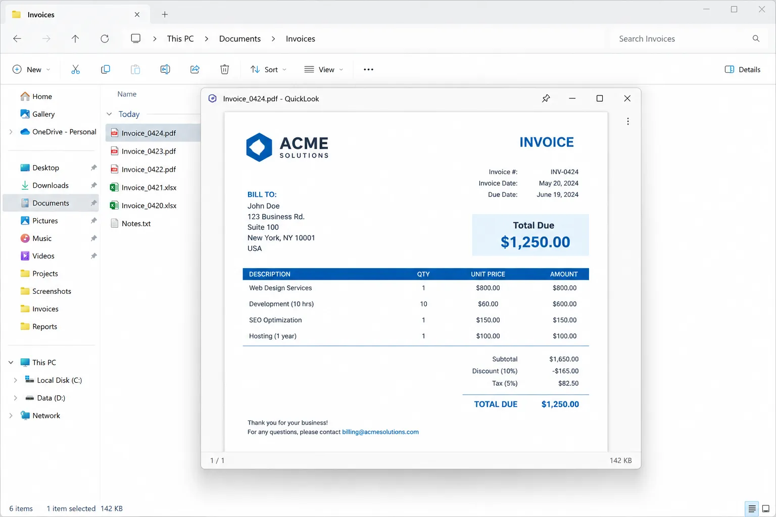 QuickLook spacebar preview overlay in Windows 11 File Explorer QuickLook spacebar preview overlay in Windows 11 File Explorer