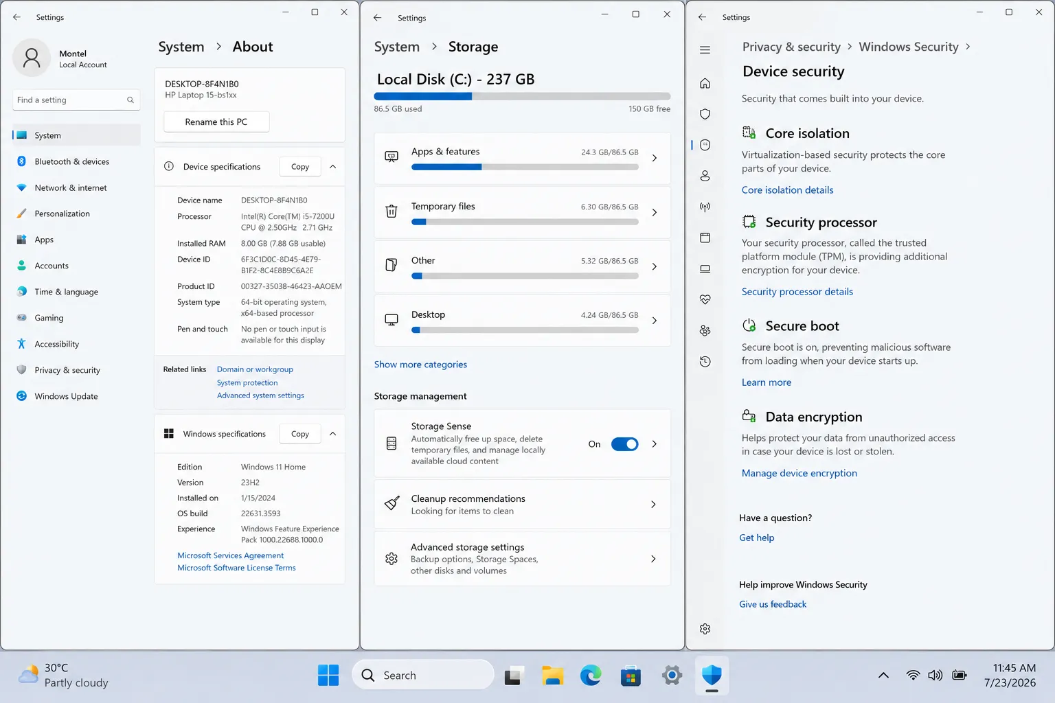 Windows 11 requirements and storage checks before downloading the 26H2 ISO
