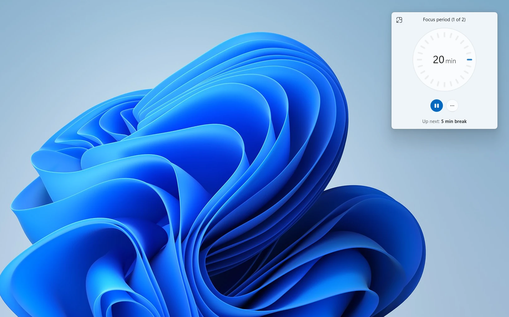 Focus Sessions countdown timer inside Windows 11 Clock app