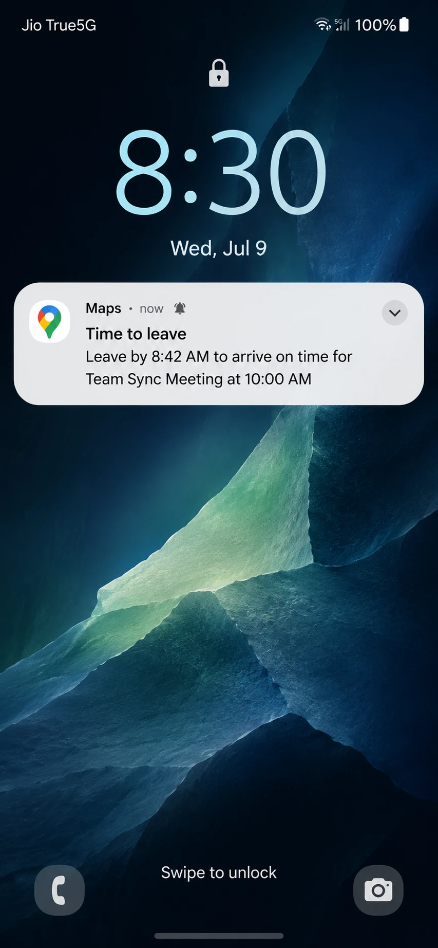 Time to leave alert after you add location to Google Calendar event