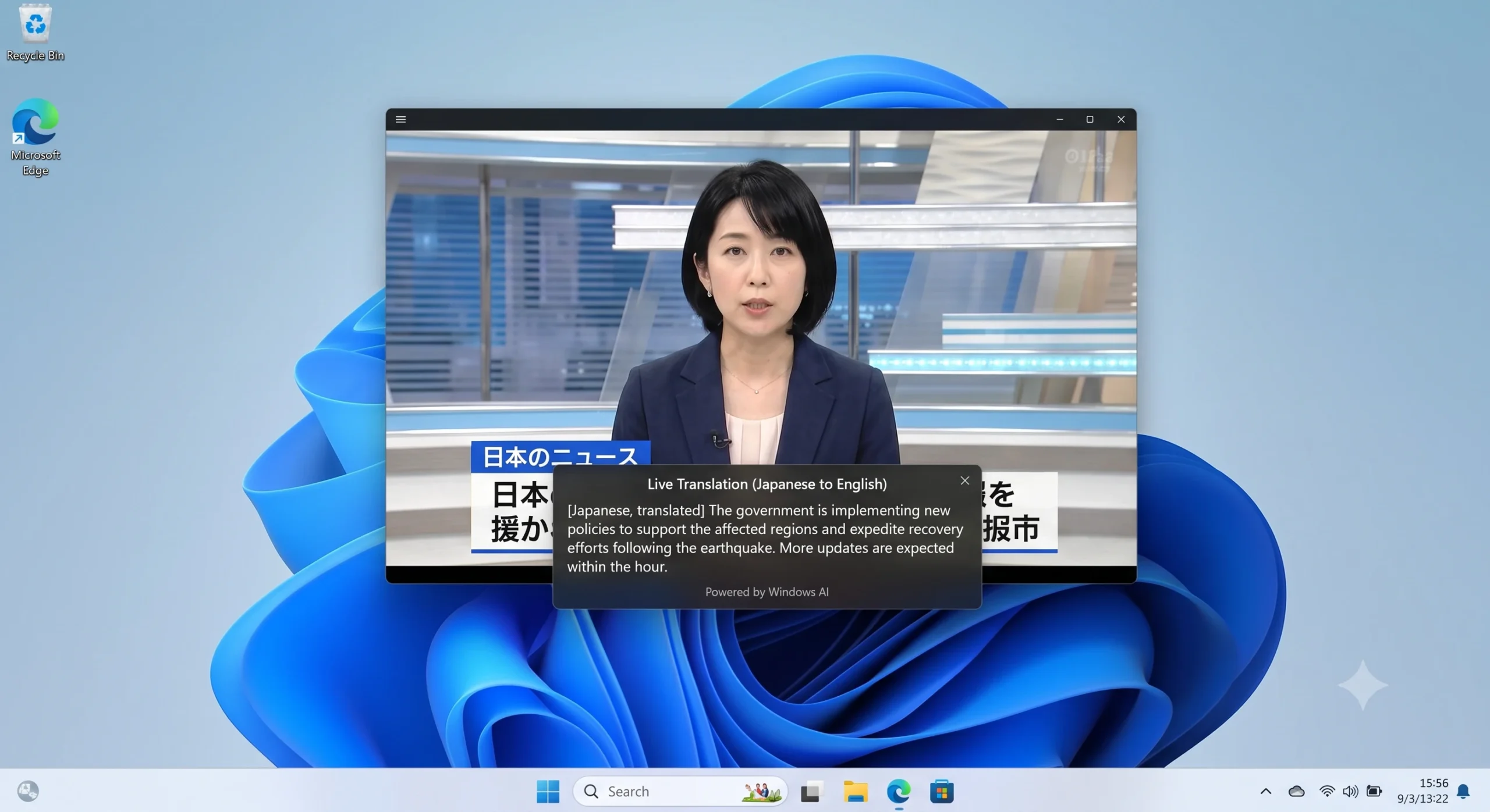 Live Translation captions feature running on a Copilot+ PC