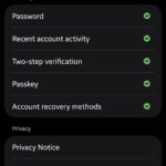 Samsung account Security and Privacy menu showing Customization Service toggle