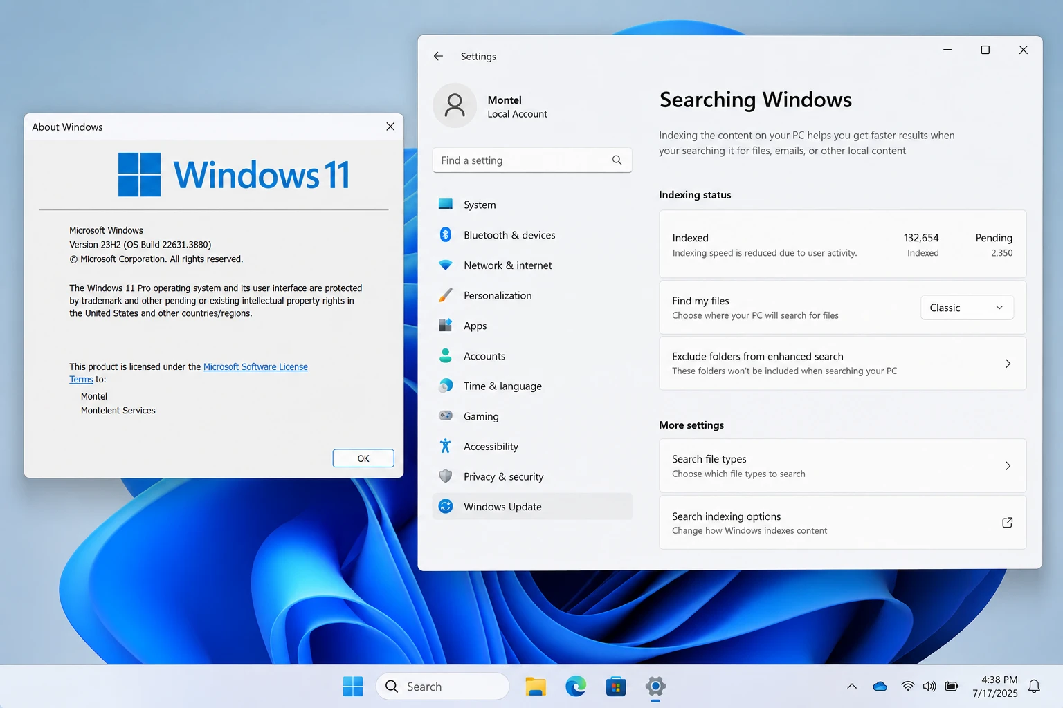windows 11 version and file indexing requirements windows 11 version and file indexing requirements